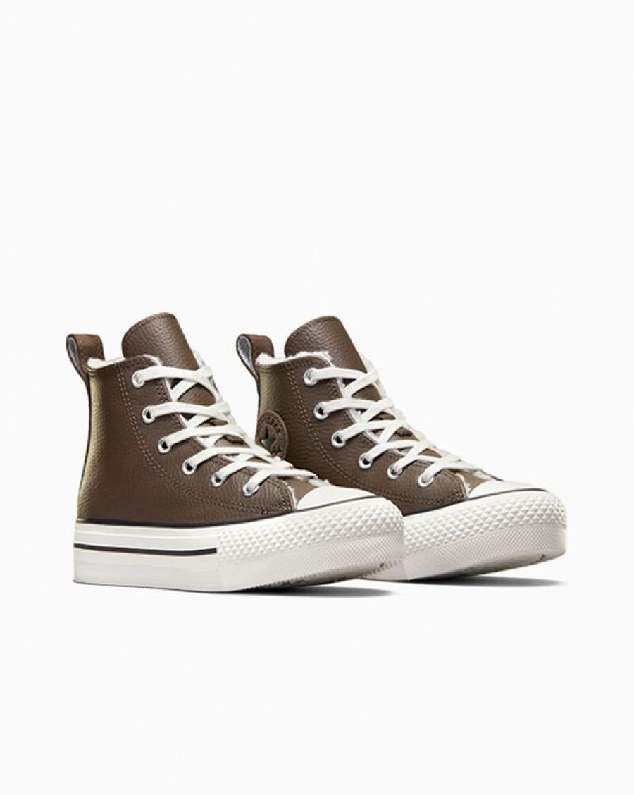 Ninos Converse Plataformas | Chuck Taylor All Star Eva Lift Leather Sherpa