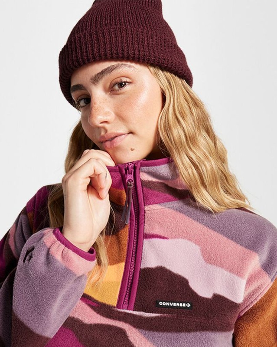 Mujer Converse Winter Shop | Counter Climate Polar Fleece Abstract Half-Zip Popover