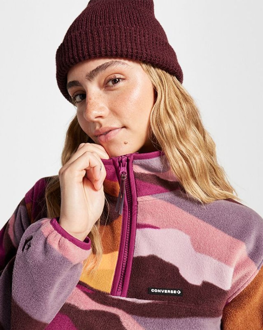 Mujer Converse Chaquetas Y Sudaderas | Counter Climate Polar Fleece Abstract Half-Zip Popover