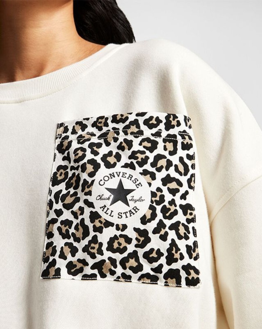 Mujer Converse Chaquetas Y Sudaderas | Leopard Crew Sweater