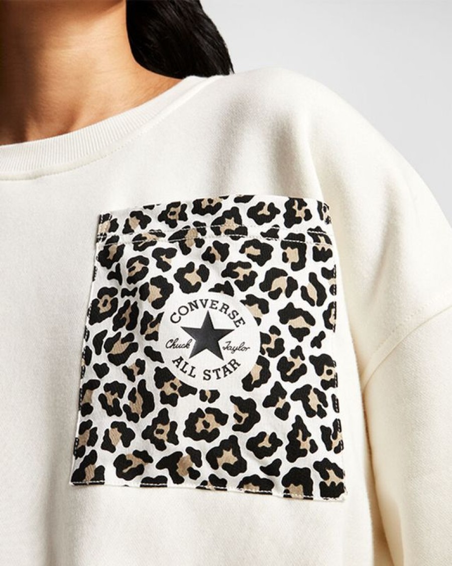 Mujer Converse Chaquetas Y Sudaderas | Leopard Crew Sweater