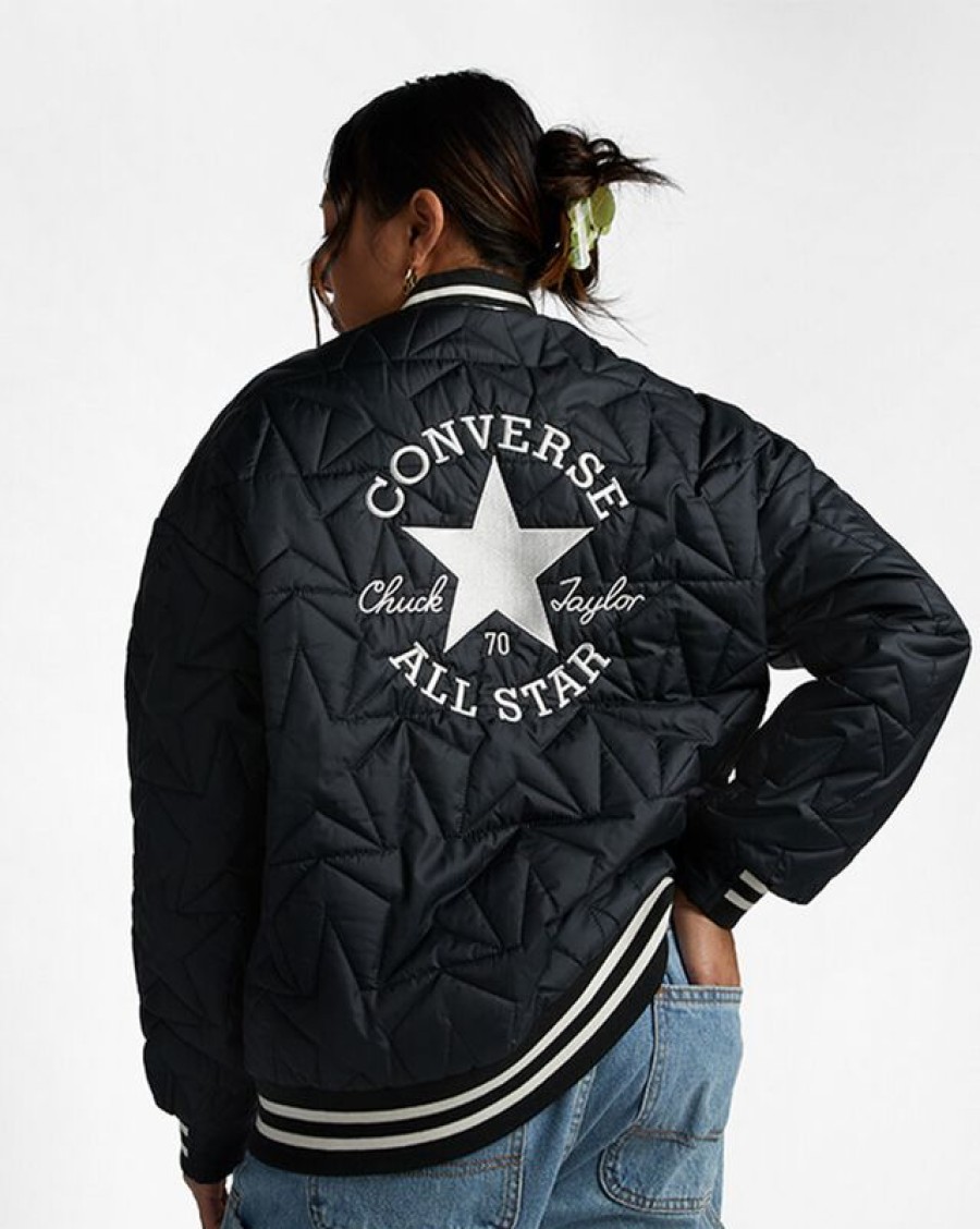 Mujer Converse Chaquetas Y Sudaderas | Chaqueta de béisbol acolchada