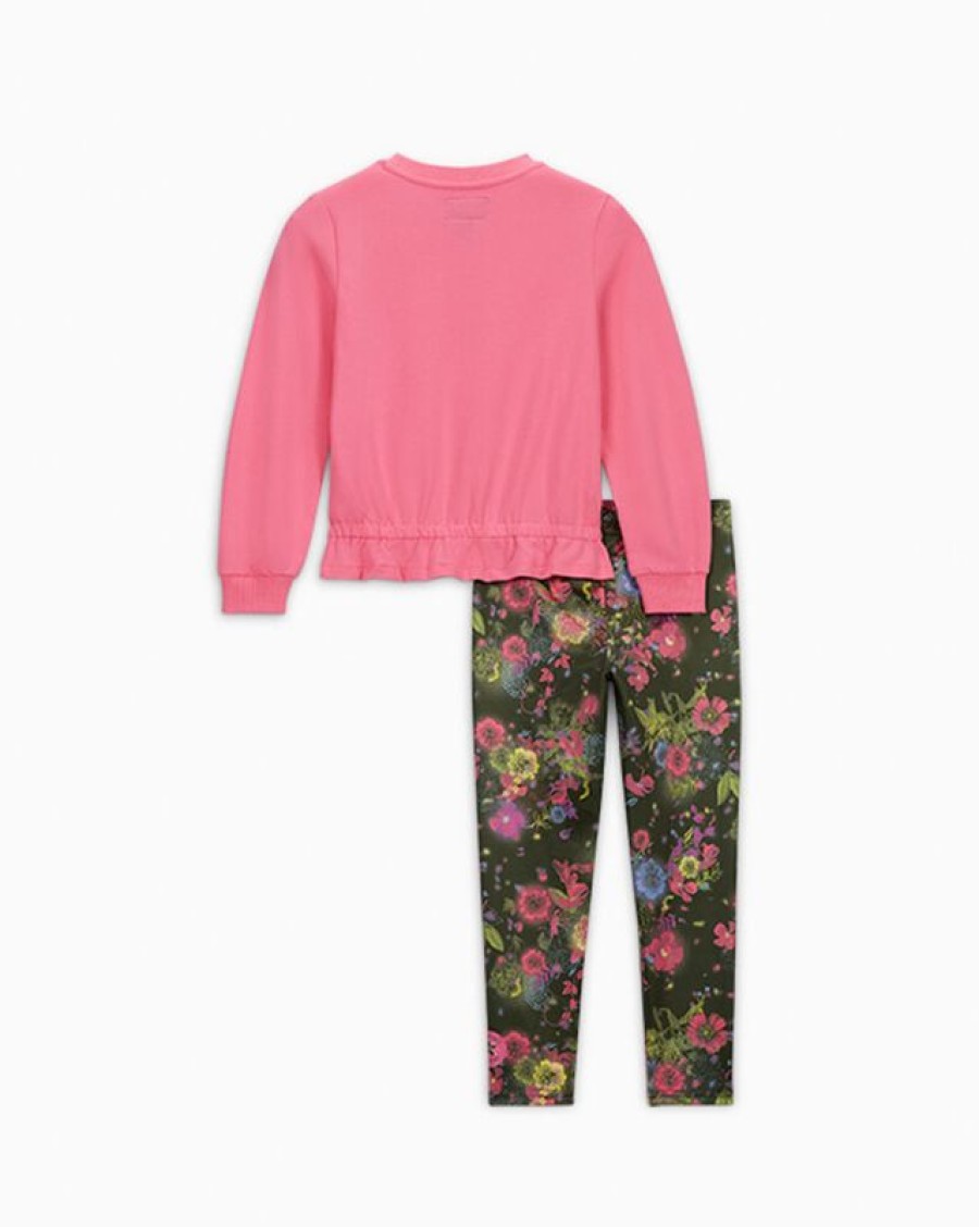 Ninos Converse Partes De Arriba Y Camisetas | Floral Crew & Leggings Set