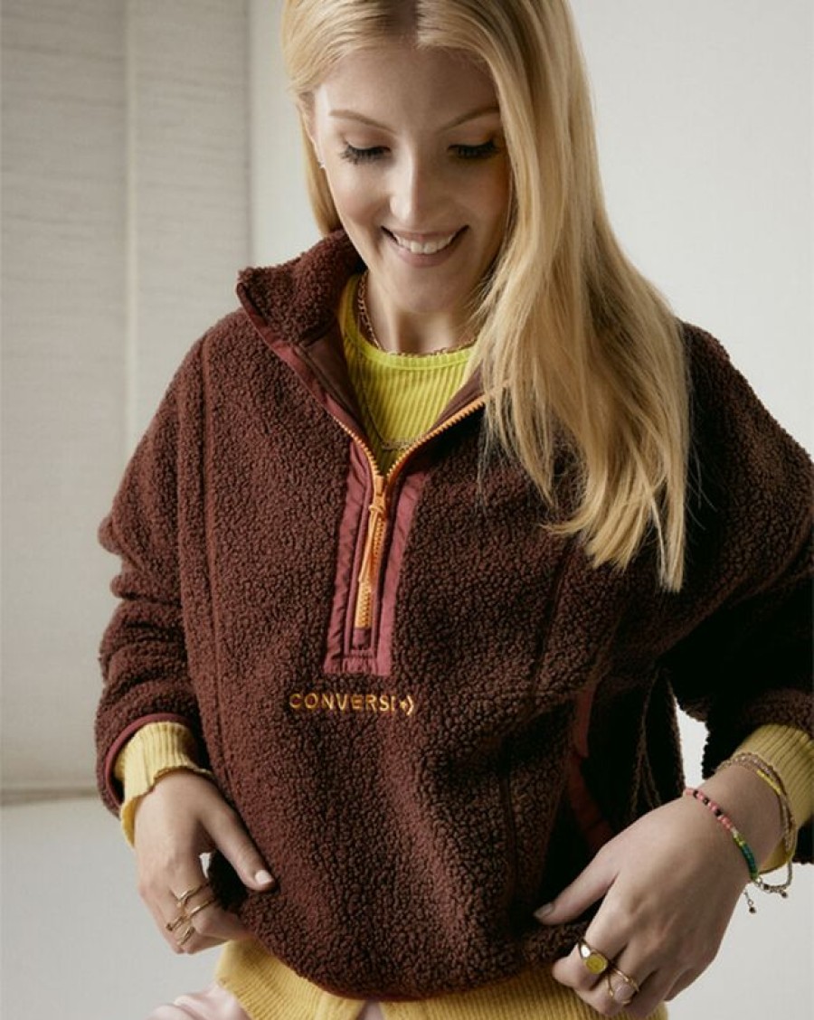 Mujer Converse Chaquetas Y Sudaderas | Sherpa Half Zip Top