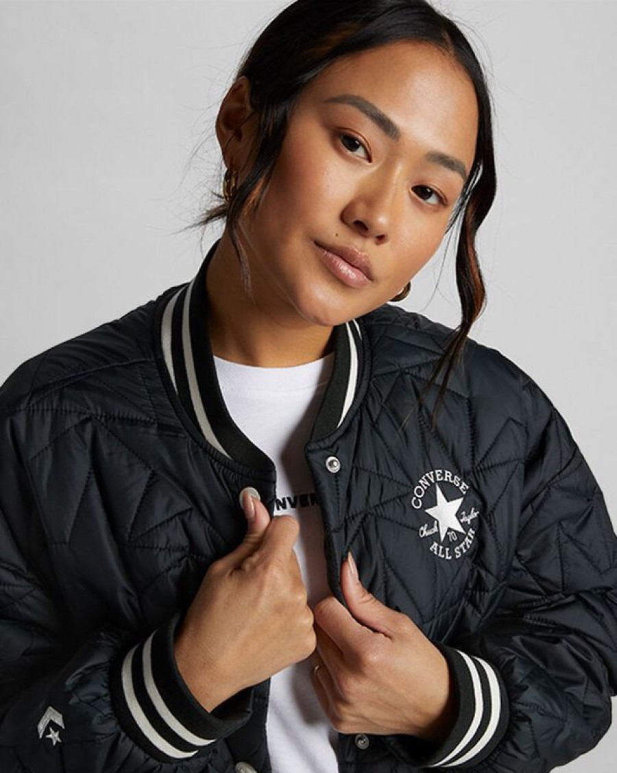 Mujer Converse Chaquetas Y Sudaderas | Chaqueta De Beisbol Acolchada