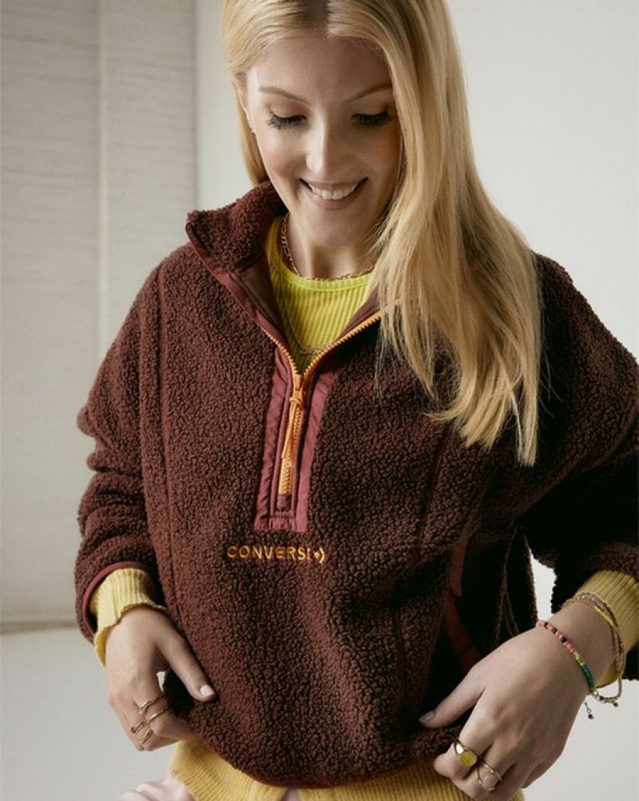 Mujer Converse Chaquetas Y Sudaderas | Sherpa Half Zip Top